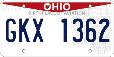 OH license plate GKX1362