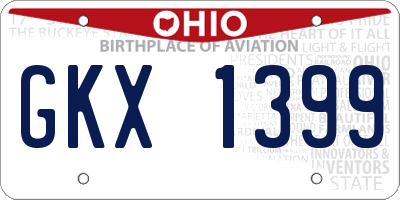 OH license plate GKX1399