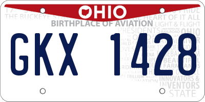 OH license plate GKX1428