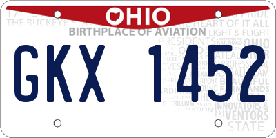 OH license plate GKX1452