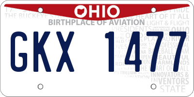 OH license plate GKX1477
