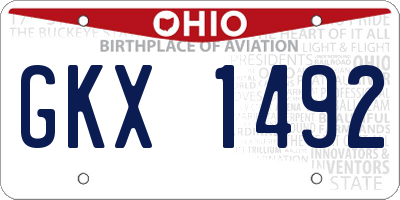 OH license plate GKX1492