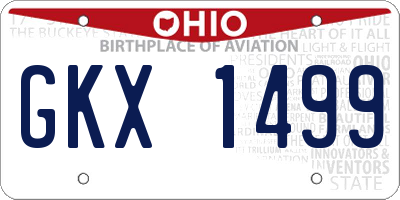 OH license plate GKX1499