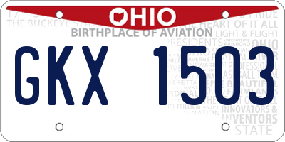 OH license plate GKX1503