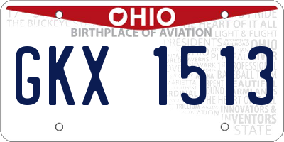 OH license plate GKX1513