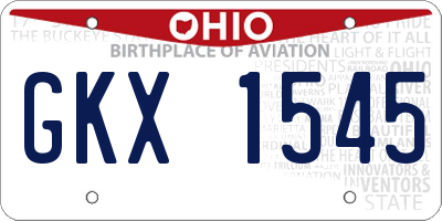 OH license plate GKX1545