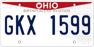 OH license plate GKX1599