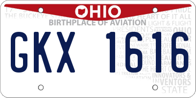 OH license plate GKX1616