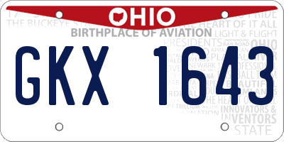 OH license plate GKX1643