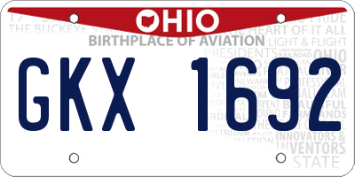 OH license plate GKX1692