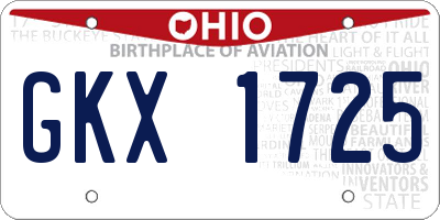 OH license plate GKX1725