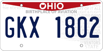 OH license plate GKX1802