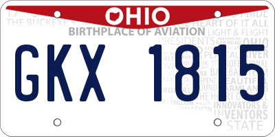 OH license plate GKX1815