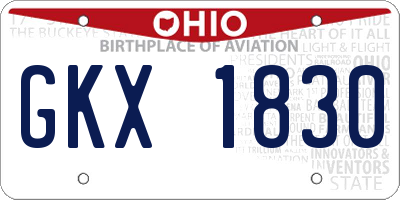 OH license plate GKX1830