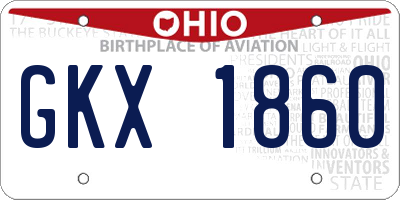 OH license plate GKX1860