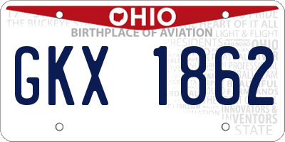 OH license plate GKX1862
