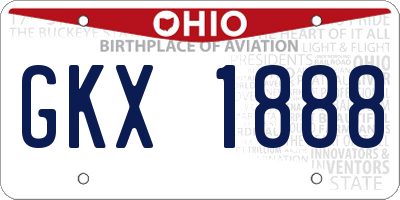 OH license plate GKX1888