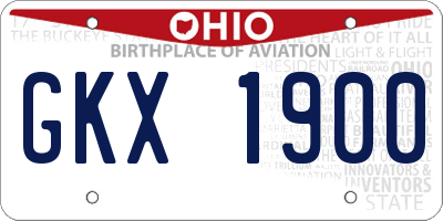 OH license plate GKX1900