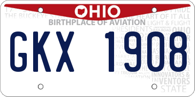OH license plate GKX1908
