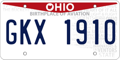 OH license plate GKX1910
