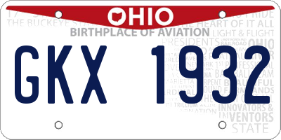 OH license plate GKX1932