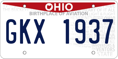 OH license plate GKX1937