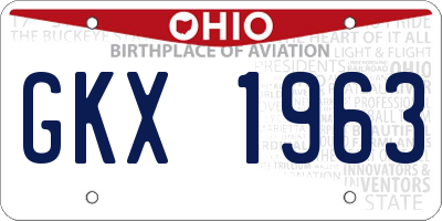 OH license plate GKX1963