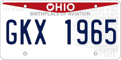 OH license plate GKX1965