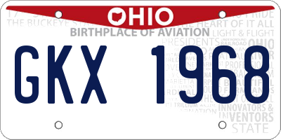 OH license plate GKX1968