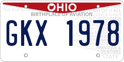 OH license plate GKX1978