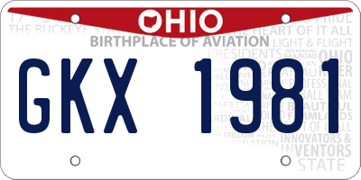OH license plate GKX1981