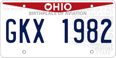 OH license plate GKX1982