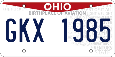 OH license plate GKX1985