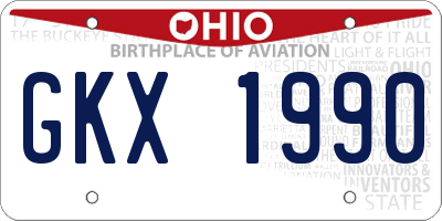 OH license plate GKX1990