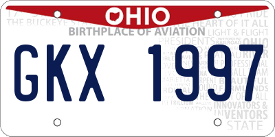 OH license plate GKX1997