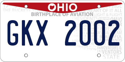 OH license plate GKX2002