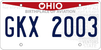 OH license plate GKX2003