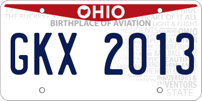 OH license plate GKX2013
