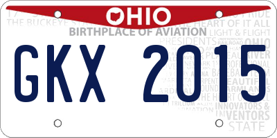 OH license plate GKX2015
