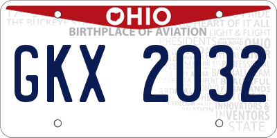 OH license plate GKX2032