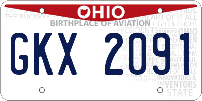 OH license plate GKX2091