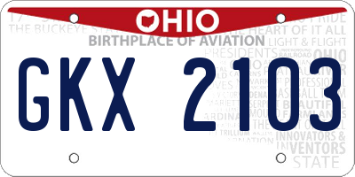 OH license plate GKX2103