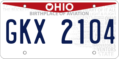 OH license plate GKX2104