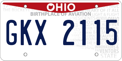 OH license plate GKX2115