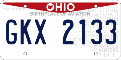 OH license plate GKX2133
