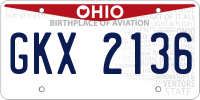 OH license plate GKX2136
