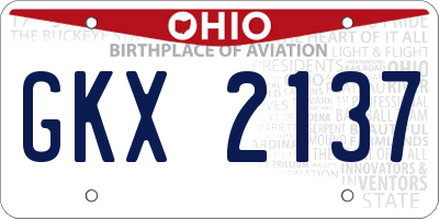 OH license plate GKX2137