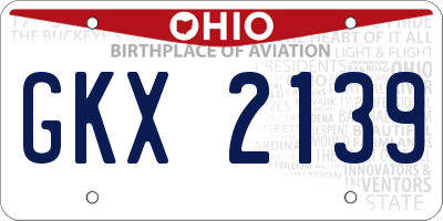OH license plate GKX2139