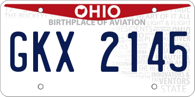 OH license plate GKX2145