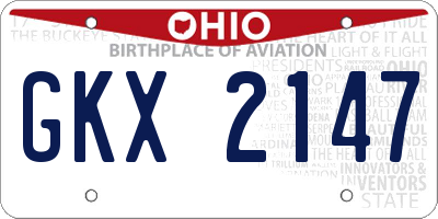 OH license plate GKX2147